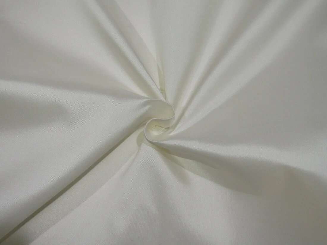 100% SILK TAFFETA FABRIC WHITE IVORY TWILL WEAVE 40 MOMME 58